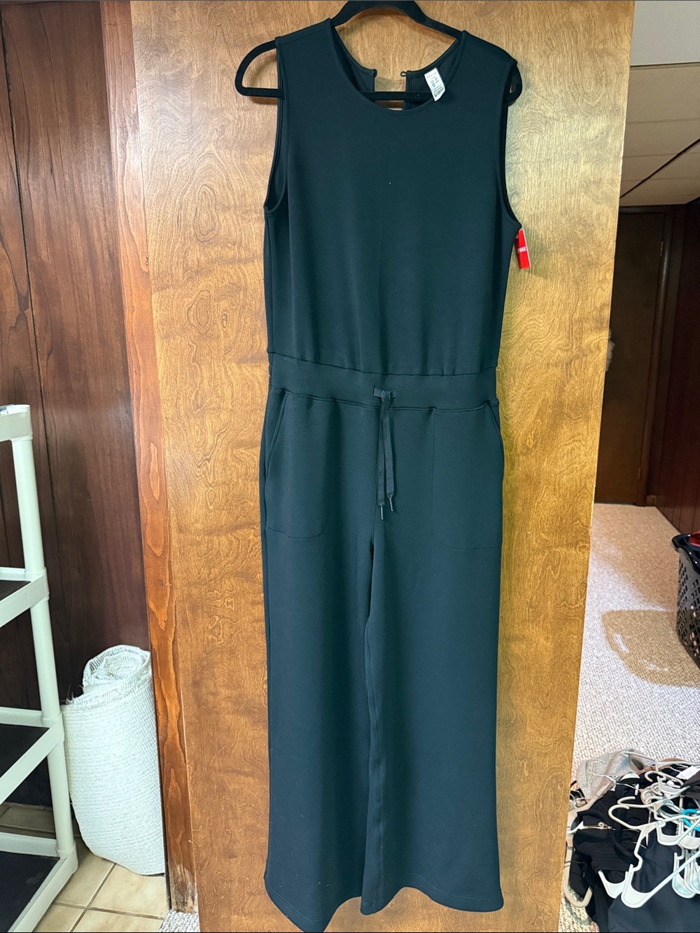 SPANX Black Sleeveless Wide-Leg Jumpsuit with Drawstring Waist
